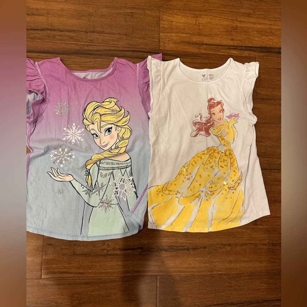 Disney Princess T shirt bundle Elsa & Belle Jumping Bean Size 10